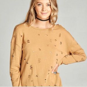 Active Mustard Distressed Sweater L Oversized Grunge Anthropologie Free People